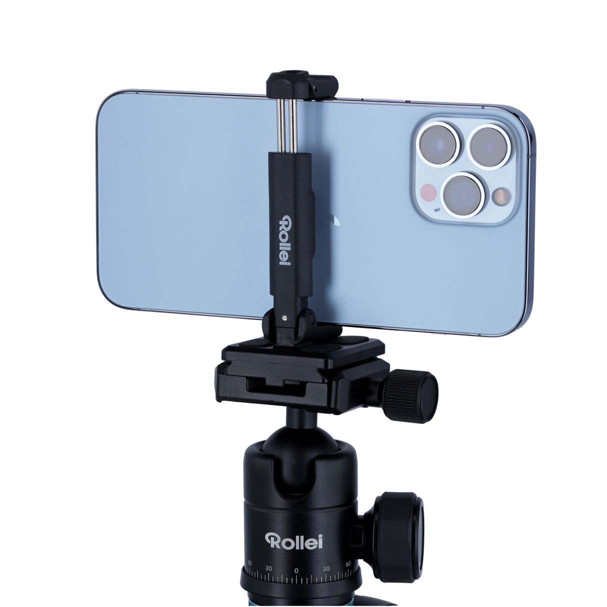 Smartphone holder for tripod medium column | Wide clamping area 6.5-8.5 cm